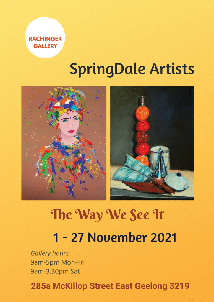 poster for springdale artists exhibition featuring two artworks